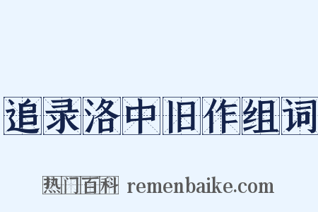 追录洛中旧作组词是什么意思的图片
